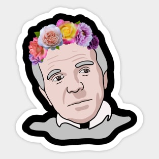 Gilles Deleuze - Philosophy Portrait With Flower Crown Sticker